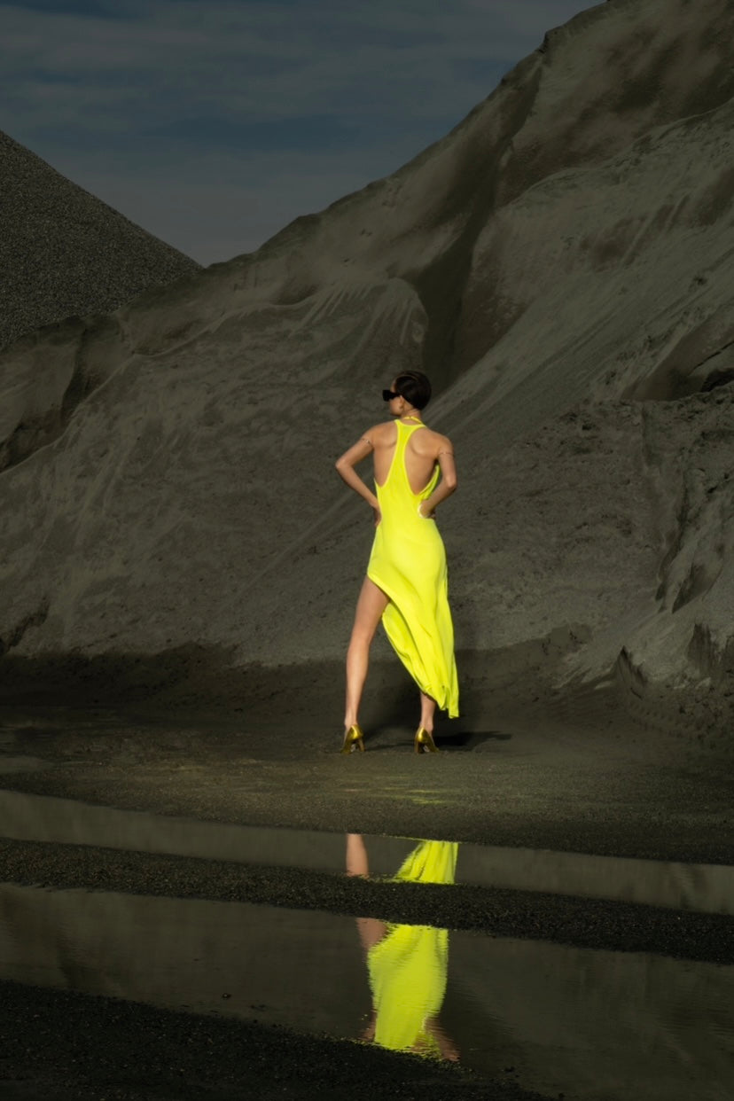 Racer back dress | Neon yellow