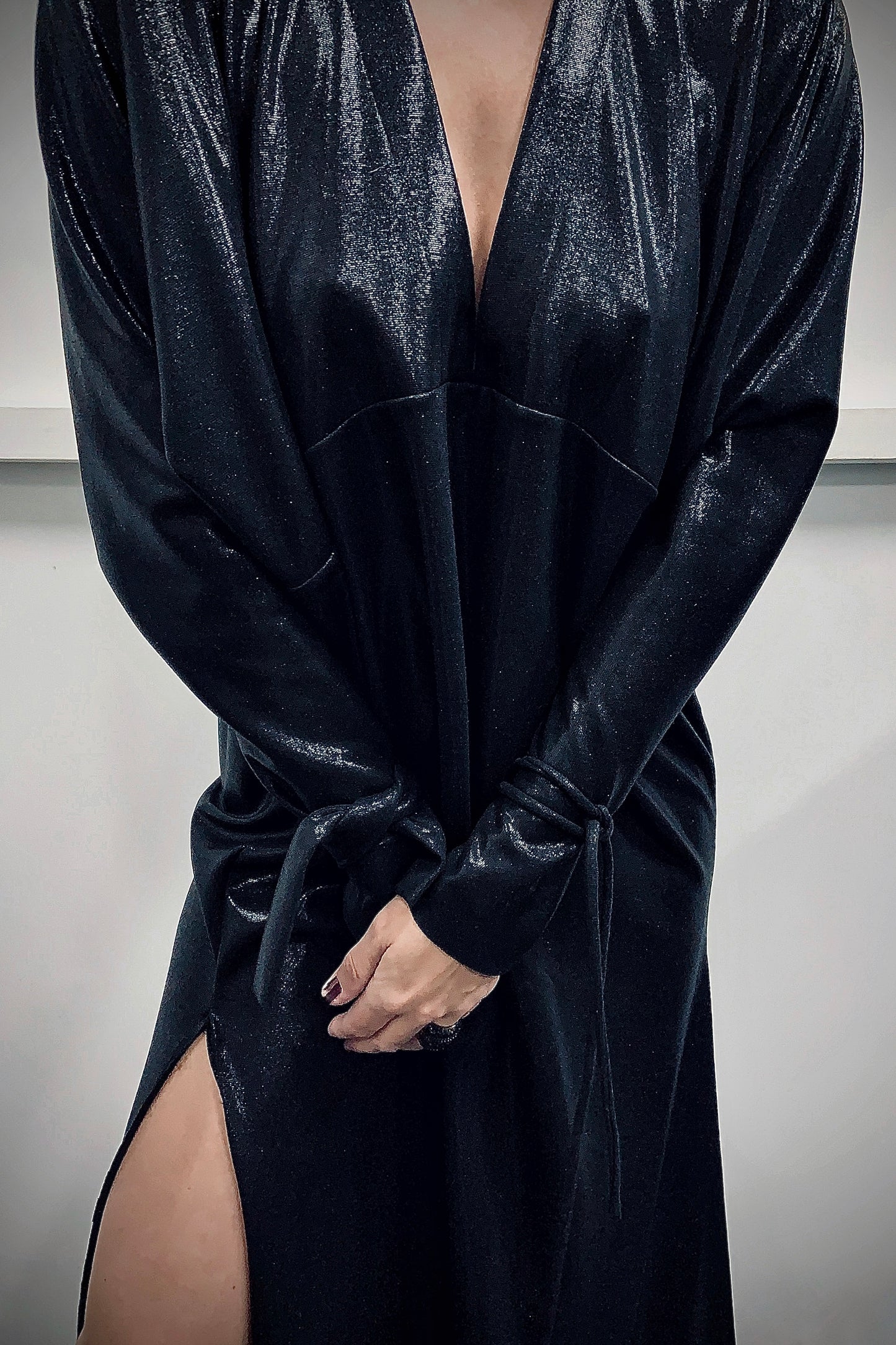 Long sleeve dress | Coated jersey