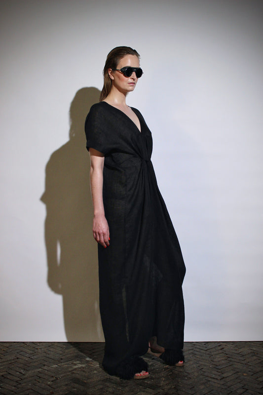 Long deep V kaftan | Linen