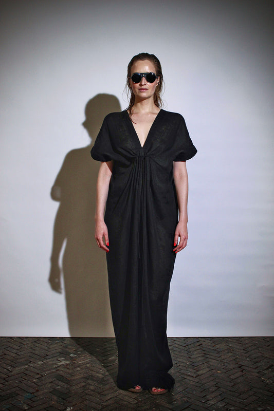 Long deep V kaftan | Linen