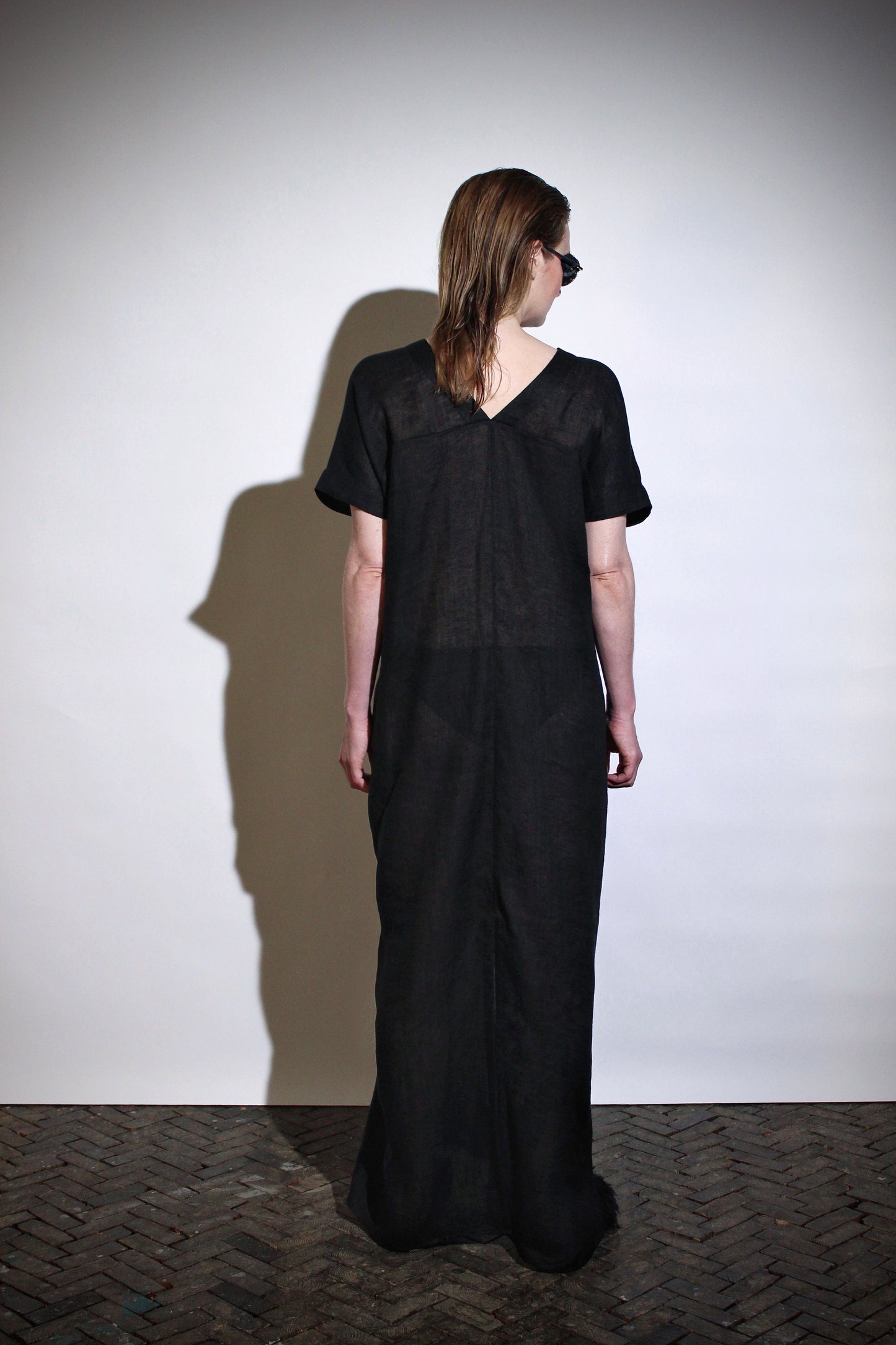 Long deep V kaftan | Linen