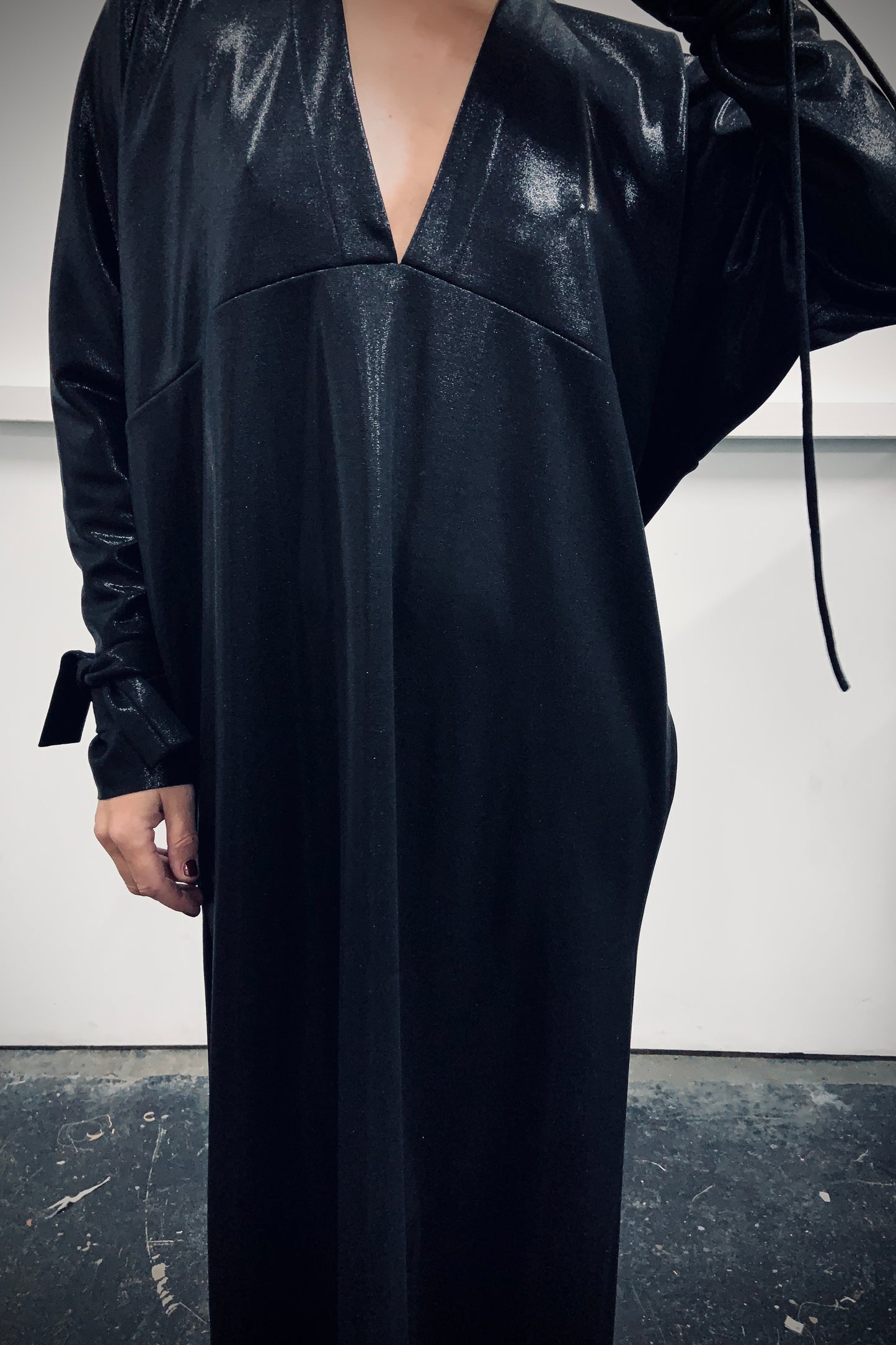 Long sleeve dress | Coated jersey