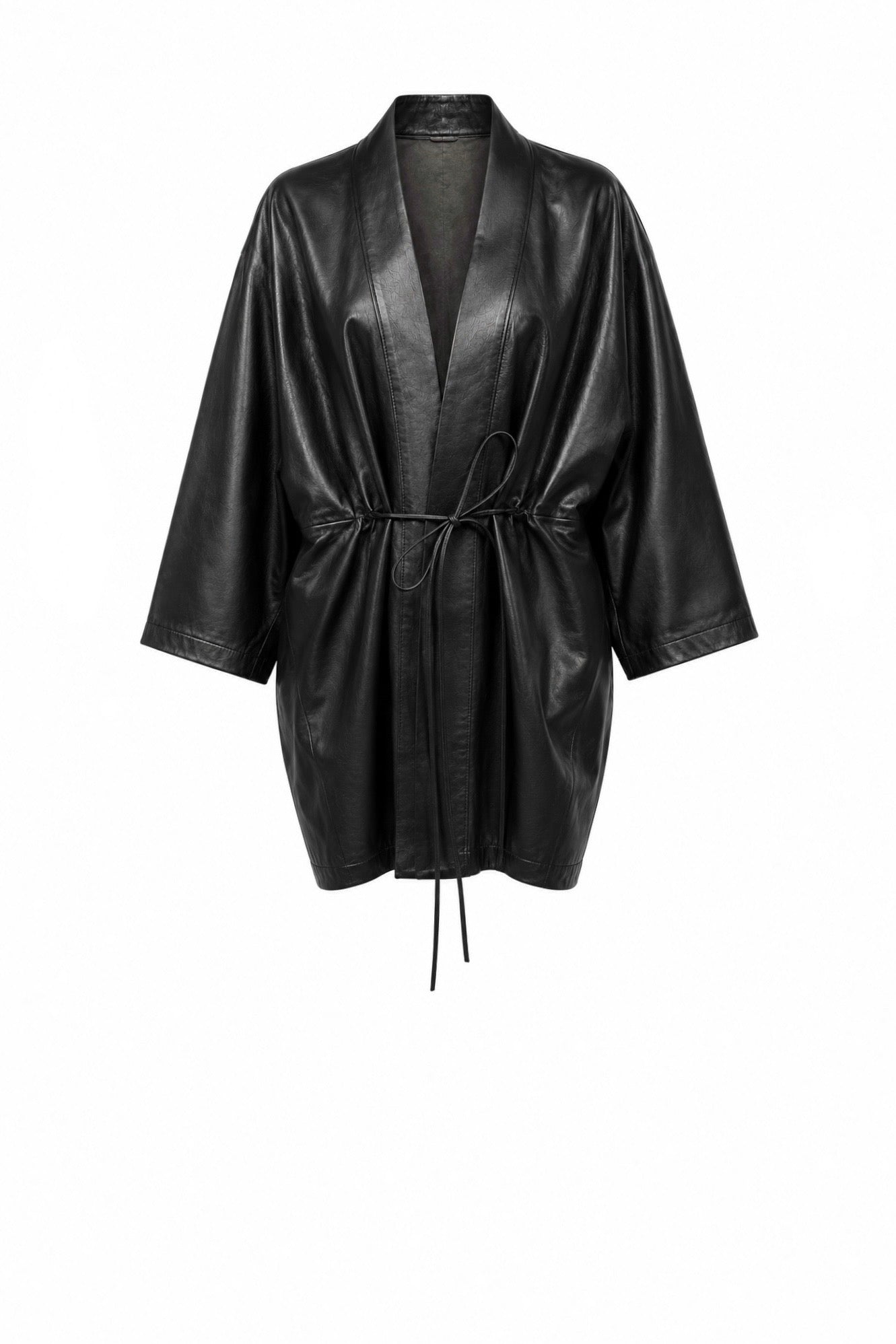 Kimono dress short | Leather