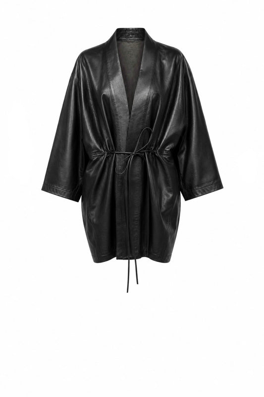 Kimono dress short | Leather