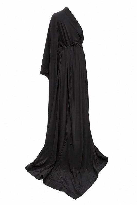 Wrap dress with train | Silk